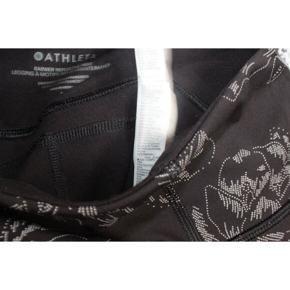 Athleta Rainier Reflective Tights Workout Yoga Aluna Bloom Black Large - Picture 10 of 11